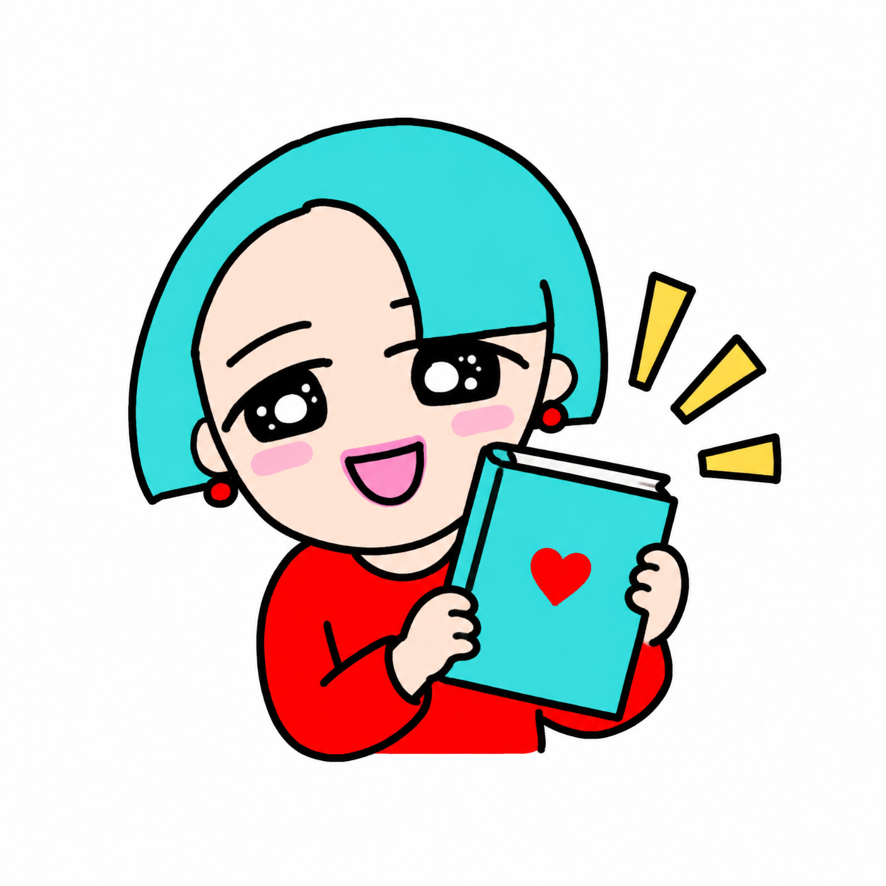 完成した本を手にするイラスト