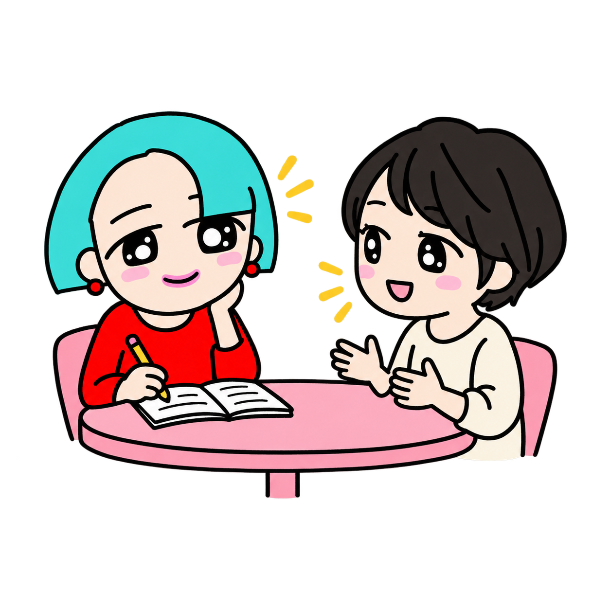 対面でお話を伺うイラスト