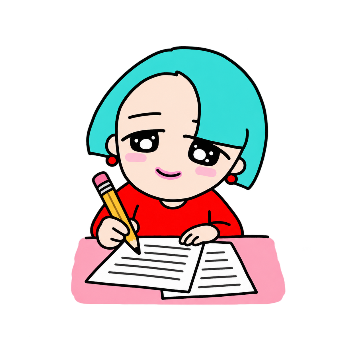 原稿を書くイラスト