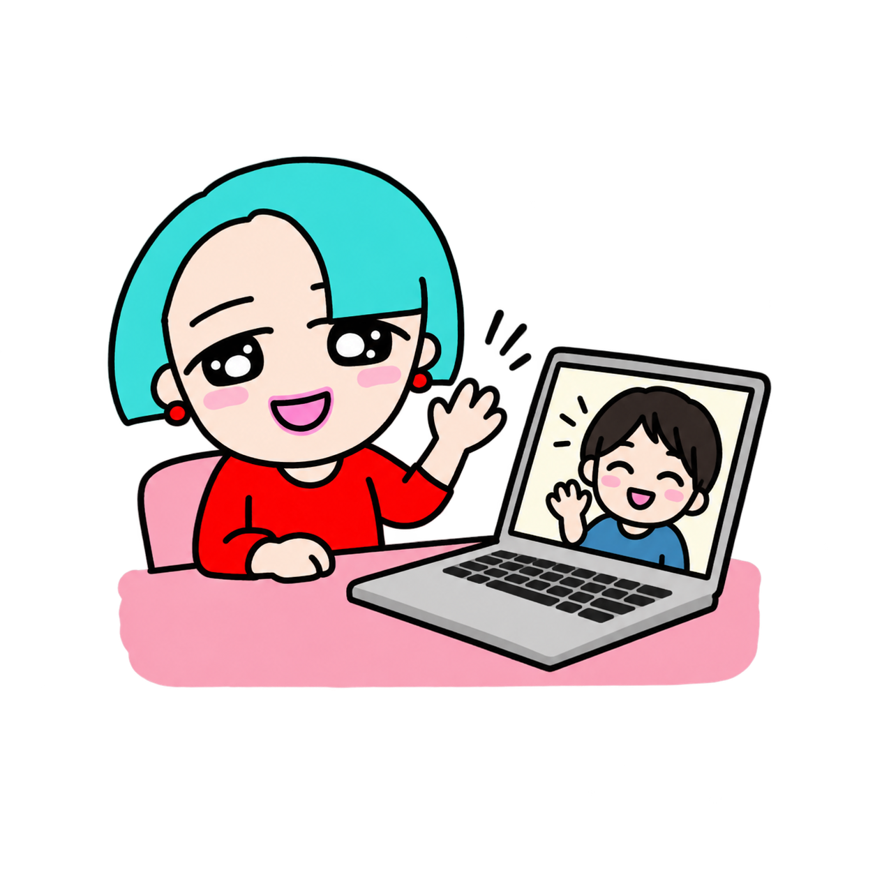 パソコンでオンライン相談をするイラスト